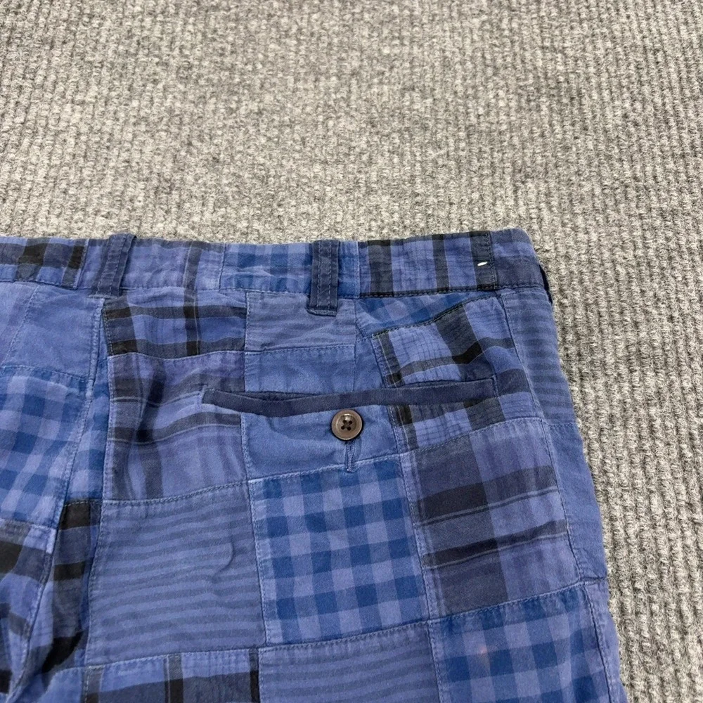 J Crew Shorts Mens 35 Blue Cotton Patchwork Plaid Preppy Casual Summer